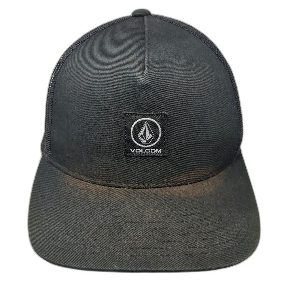 Volcom Trucker Hat Black One Size Mesh Back Snapback Logo Patch Surf Skatewear